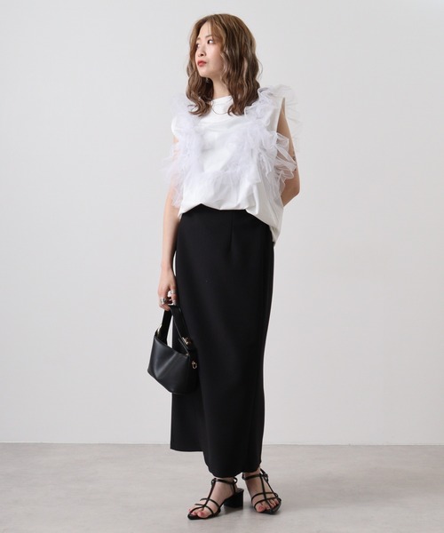 &soiree(アンドソワレ)の「&soiree 天竺チュールドッキングプルオーバー(Tシャツ/カットソー・レディース・ブラック/杢グレー/オフホワイト・F)」の20枚目の写真