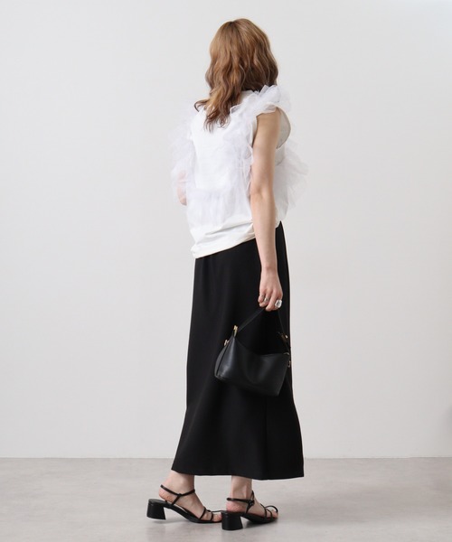 &soiree(アンドソワレ)の「&soiree 天竺チュールドッキングプルオーバー(Tシャツ/カットソー・レディース・ブラック/杢グレー/オフホワイト・F)」の21枚目の写真