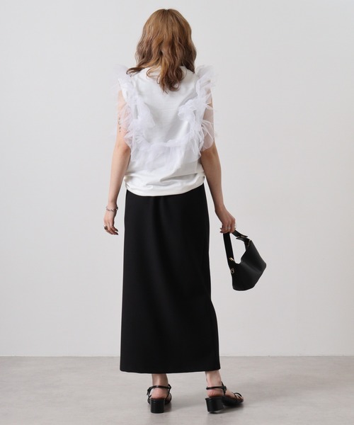 &soiree(アンドソワレ)の「&soiree 天竺チュールドッキングプルオーバー(Tシャツ/カットソー・レディース・ブラック/杢グレー/オフホワイト・F)」の22枚目の写真