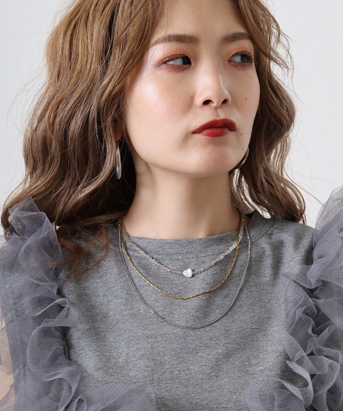 &soiree(アンドソワレ)の「&soiree 天竺チュールドッキングプルオーバー(Tシャツ/カットソー・レディース・ブラック/杢グレー/オフホワイト・F)」の8枚目の写真