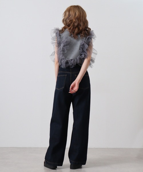 &soiree(アンドソワレ)の「&soiree 天竺チュールドッキングプルオーバー(Tシャツ/カットソー・レディース・ブラック/杢グレー/オフホワイト・F)」の16枚目の写真