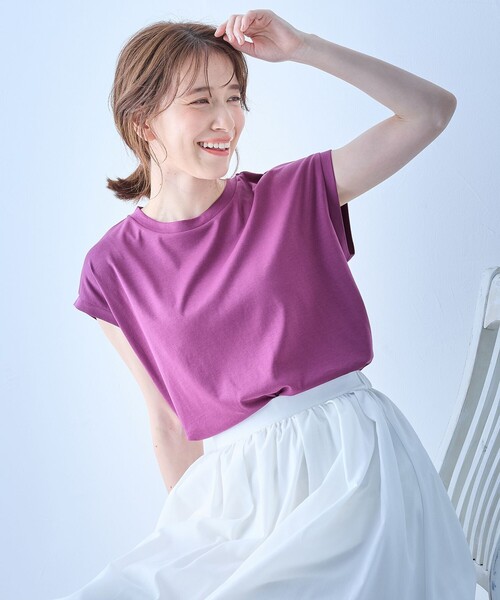 ANY(エニィ)の「【汗ジミ防止加工】シルケットスムースノースリーブプルオーバー(Tシャツ/カットソー・レディース・ブラック系/ピンク系/ライトグレー系/グレー系/ホワイト系・3/2)」の5枚目の写真
