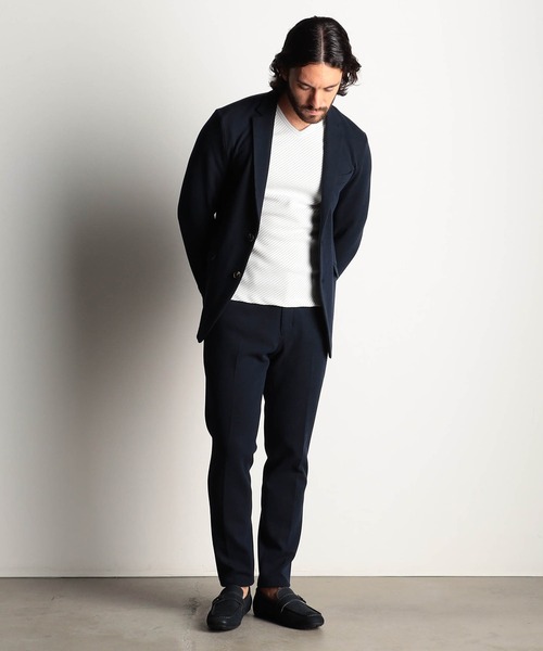 HIDEAWAYS NICOLE（ハイダウェイニコル）の「Ｗフェイスストレッチイージーパンツ（スラックス・メンズ・チャコールグレー/ホワイト×ブラック/ブラック/トップグレー/ネイビー・SMALL/MEDIUM/LARGE/X-LARGE）」の9枚目の写真