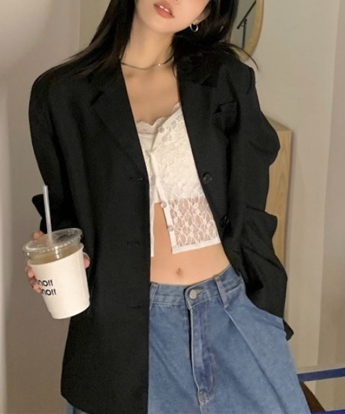 LADY LIKE(レディライク)の「ミニボタンストレッチシアーレースカーディガン(カーディガン/ボレロ・レディース・ブラック/ベージュ/ホワイト・M)」の16枚目の写真