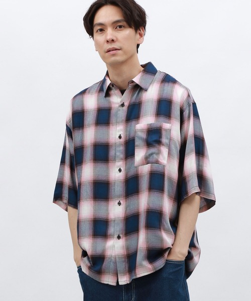 LAKOLE(ラコレ)の「オンブレレーヨンチェックシャツ / 128516(シャツ/ブラウス・メンズ・ブラック/ブルー/ピンク・MEDIUM/LARGE)」の3枚目の写真