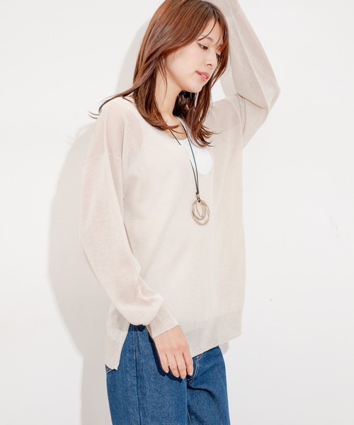 Jayro(ジャイロ)の「シアー深Vネックニットプルオーバー(ニット/セーター・レディース・ネイビー/ベージュ/グリーン/ホワイト・M)」の19枚目の写真