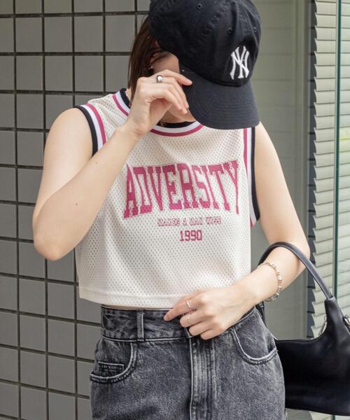 WEGO(ウィゴー)の「WEGO/ロゴプリントメッシュタンク(タンクトップ・レディース・ブラック/アイボリー・FREE)」の2枚目の写真