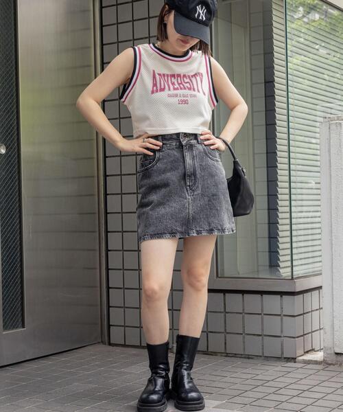 WEGO(ウィゴー)の「WEGO/ロゴプリントメッシュタンク(タンクトップ・レディース・ブラック/アイボリー・FREE)」の12枚目の写真