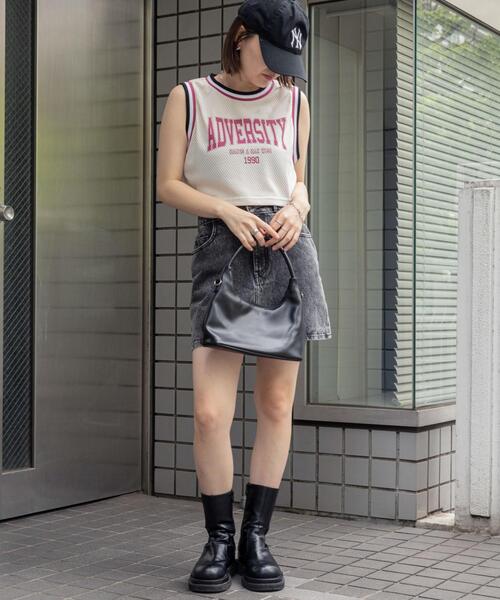 WEGO(ウィゴー)の「WEGO/ロゴプリントメッシュタンク(タンクトップ・レディース・ブラック/アイボリー・FREE)」の16枚目の写真