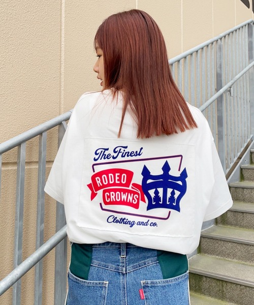 RODEO CROWNS WIDE BOWL（ロデオクラウンズワイドボウル）の「ビッグ パッチ Ｔシャツ（Tシャツ/カットソー・レディース・ライトピンク/オフホワイト/ブラック・FREE）」の2枚目の写真