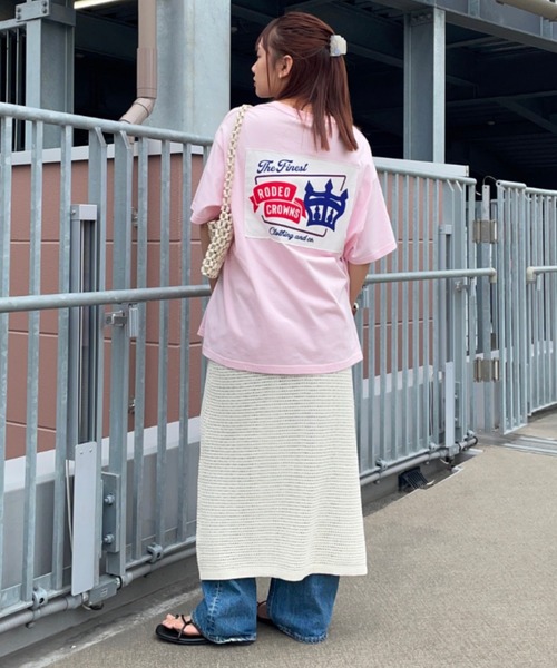 RODEO CROWNS WIDE BOWL（ロデオクラウンズワイドボウル）の「ビッグ パッチ Ｔシャツ（Tシャツ/カットソー・レディース・ライトピンク/オフホワイト/ブラック・FREE）」の18枚目の写真