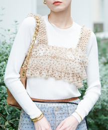 Rouge vif | スター＆ハート柄チュールフリルビスチェ(ベスト)