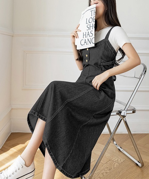 セール】脇クロスデニムキャミワンピース（ワンピース）｜Dream garden