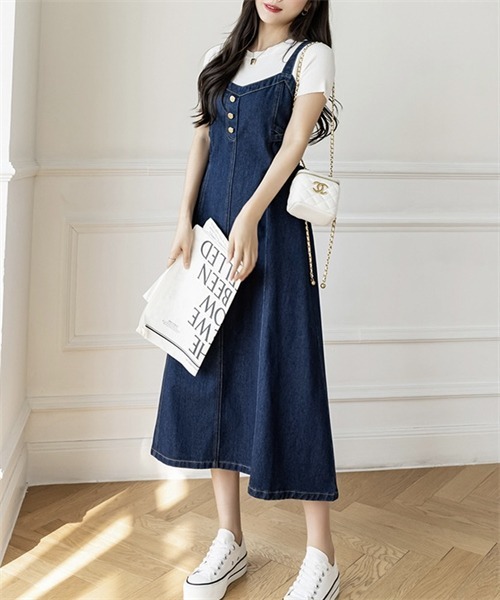 セール】脇クロスデニムキャミワンピース（ワンピース）｜Dream garden