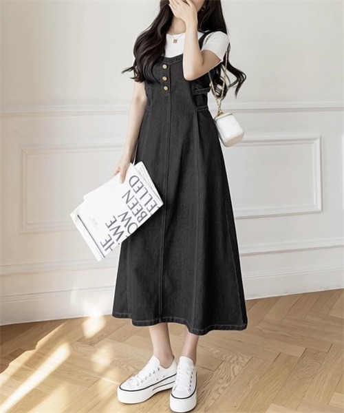 セール】脇クロスデニムキャミワンピース（ワンピース）｜Dream garden