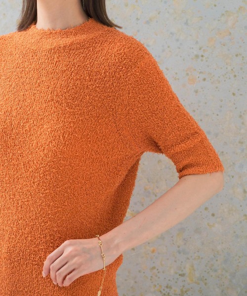 URBAN RESEARCH ROSSO WOMEN（アーバンリサーチ　ロッソ）の「コットンシャギーハイネックプルオーバー（ニット/セーター・レディース・ホワイト/オレンジ/ブルー・FREE）」の5枚目の写真