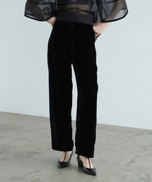 VELOR TUCK WIDE PANTS