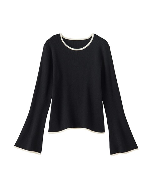 CHAN ME（チャンミ）の「配色フレアースリーブニット（ニット/セーター・レディース・ブラック/アイボリー/グレー/ブルー/アイボリー系/イエロー/ブラック系/ピンク・MEDIUM/LARGE/X-LARGE）」の16枚目の写真