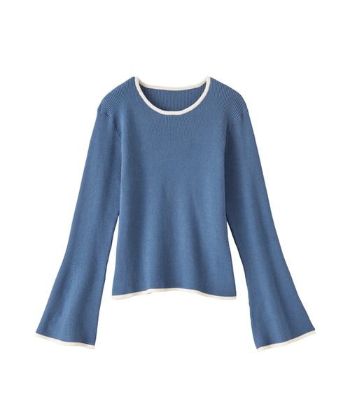 CHAN ME（チャンミ）の「配色フレアースリーブニット（ニット/セーター・レディース・ブラック/アイボリー/グレー/ブルー/アイボリー系/イエロー/ブラック系/ピンク・MEDIUM/LARGE/X-LARGE）」の13枚目の写真