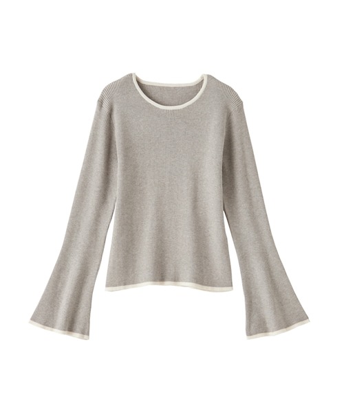 CHAN ME（チャンミ）の「配色フレアースリーブニット（ニット/セーター・レディース・ブラック/アイボリー/グレー/ブルー/アイボリー系/イエロー/ブラック系/ピンク・MEDIUM/LARGE/X-LARGE）」の14枚目の写真