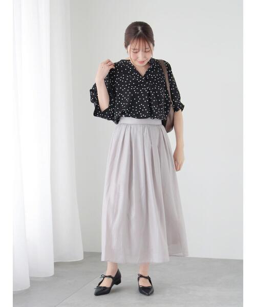Te chichi TERRASSE(テチチテラス)の「ペーパー加工ギャザースカート(スカート・レディース・チャコールグレー/ブラウン/グレー・F)」の7枚目の写真