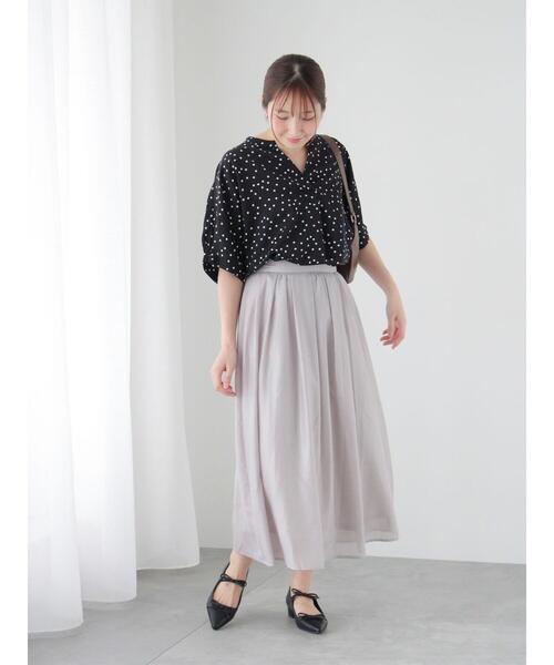 Te chichi TERRASSE(テチチテラス)の「ペーパー加工ギャザースカート(スカート・レディース・チャコールグレー/ブラウン/グレー・F)」の8枚目の写真