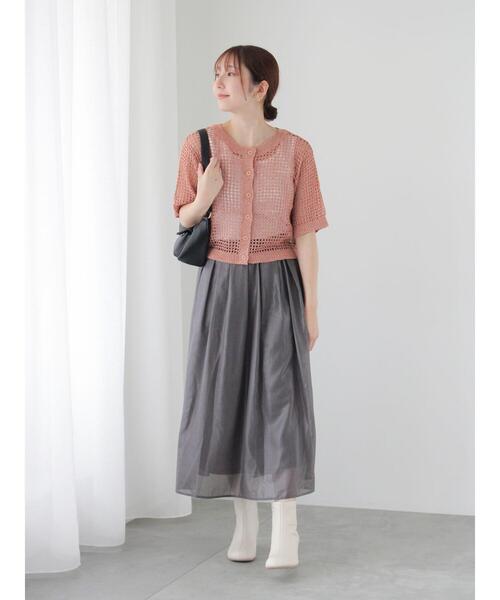 Te chichi TERRASSE(テチチテラス)の「ペーパー加工ギャザースカート(スカート・レディース・チャコールグレー/ブラウン/グレー・F)」の12枚目の写真