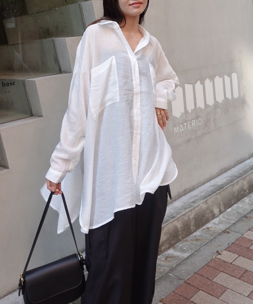 CORNERS(コーナーズ)の「シアードルマンシャツ(シャツ/ブラウス・レディース・オフホワイト/グレー/ブラック/グレイッシュベージュ/ブラウン・M)」の10枚目の写真