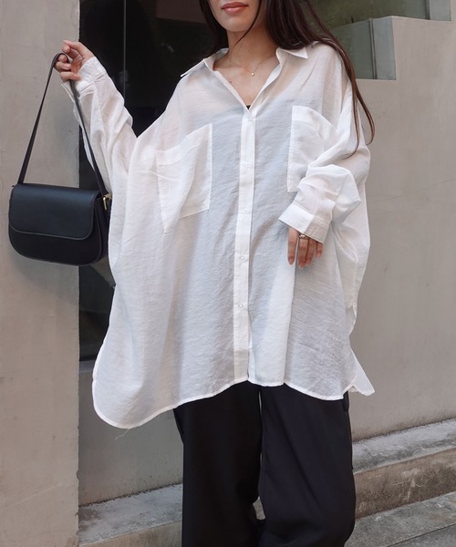 CORNERS(コーナーズ)の「シアードルマンシャツ(シャツ/ブラウス・レディース・オフホワイト/グレー/ブラック/グレイッシュベージュ/ブラウン・M)」の9枚目の写真