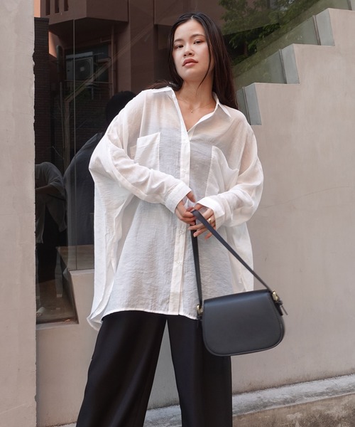 CORNERS(コーナーズ)の「シアードルマンシャツ(シャツ/ブラウス・レディース・オフホワイト/グレー/ブラック/グレイッシュベージュ/ブラウン・M)」の7枚目の写真