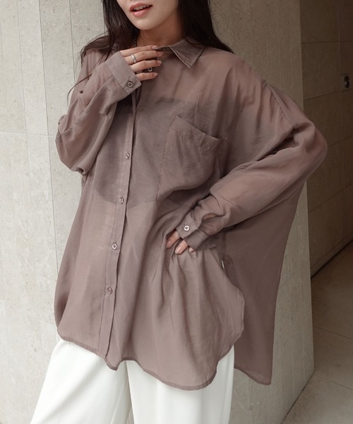 CORNERS(コーナーズ)の「シアードルマンシャツ(シャツ/ブラウス・レディース・オフホワイト/グレー/ブラック/グレイッシュベージュ/ブラウン・M)」の19枚目の写真