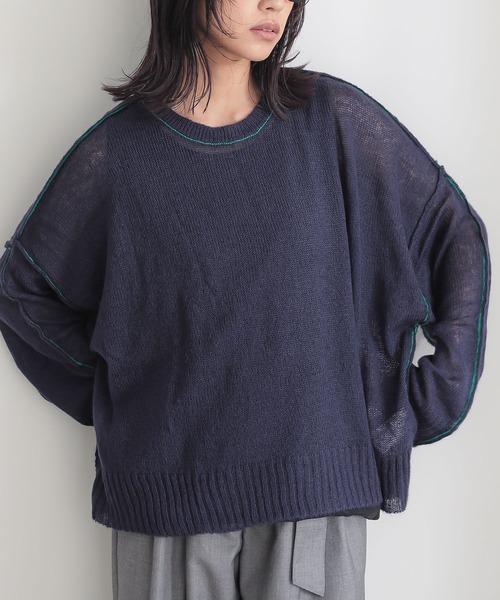 n'OrLABEL（ノアールレーベル）の「『モヘヤタッチシアーニット』（ニット/セーター・レディース・ライトグリーン/ピンク/ネイビー/アイボリー・FREE）」の3枚目の写真