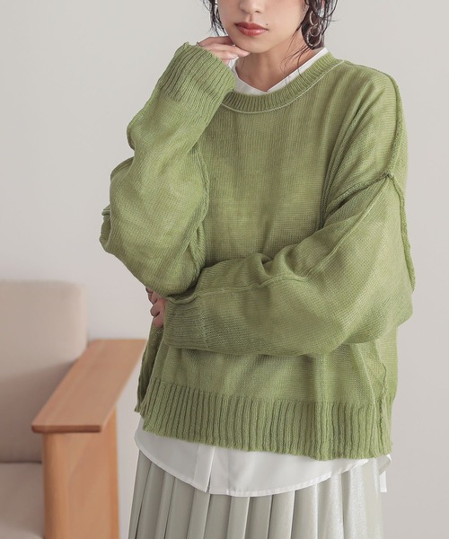 n'OrLABEL（ノアールレーベル）の「『モヘヤタッチシアーニット』（ニット/セーター・レディース・ライトグリーン/ピンク/ネイビー/アイボリー・FREE）」の2枚目の写真