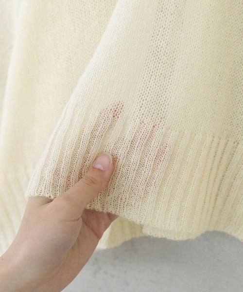 n'OrLABEL（ノアールレーベル）の「『モヘヤタッチシアーニット』（ニット/セーター・レディース・ライトグリーン/ピンク/ネイビー/アイボリー・FREE）」の14枚目の写真