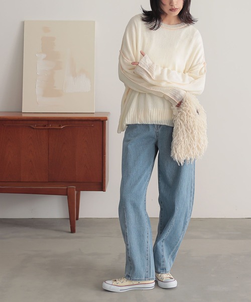 n'OrLABEL（ノアールレーベル）の「『モヘヤタッチシアーニット』（ニット/セーター・レディース・ライトグリーン/ピンク/ネイビー/アイボリー・FREE）」の17枚目の写真