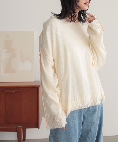 n'OrLABEL（ノアールレーベル）の「『モヘヤタッチシアーニット』（ニット/セーター・レディース・ライトグリーン/ピンク/ネイビー/アイボリー・FREE）」の16枚目の写真