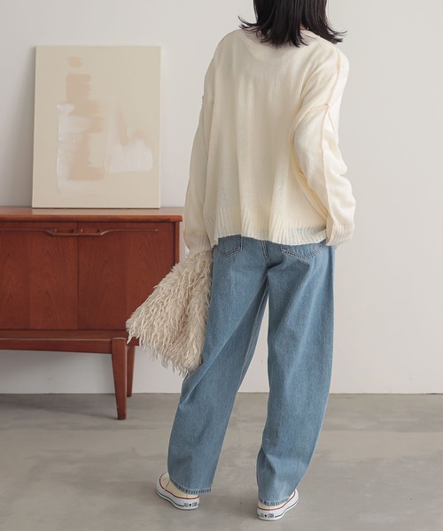 n'OrLABEL（ノアールレーベル）の「『モヘヤタッチシアーニット』（ニット/セーター・レディース・ライトグリーン/ピンク/ネイビー/アイボリー・FREE）」の18枚目の写真