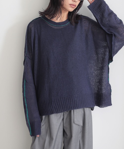 n'OrLABEL（ノアールレーベル）の「『モヘヤタッチシアーニット』（ニット/セーター・レディース・ライトグリーン/ピンク/ネイビー/アイボリー・FREE）」の19枚目の写真