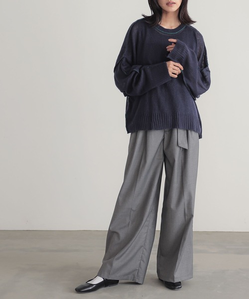 n'OrLABEL（ノアールレーベル）の「『モヘヤタッチシアーニット』（ニット/セーター・レディース・ライトグリーン/ピンク/ネイビー/アイボリー・FREE）」の22枚目の写真