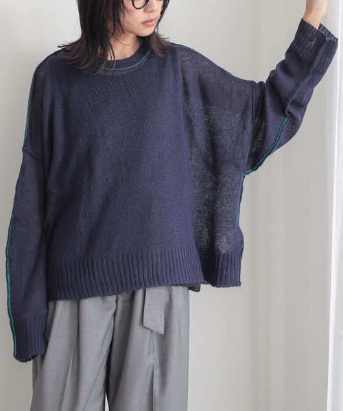 n'OrLABEL（ノアールレーベル）の「『モヘヤタッチシアーニット』（ニット/セーター・レディース・ライトグリーン/ピンク/ネイビー/アイボリー・FREE）」の21枚目の写真