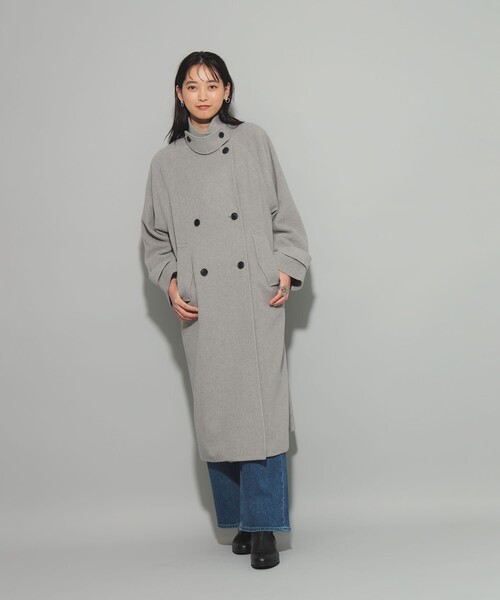 Ray BEAMS(レイビームス)の「スタンドカラー ダブル コート(その他アウター・レディース・ブラック/ベージュ/ライトグレー・0/1)」の10枚目の写真