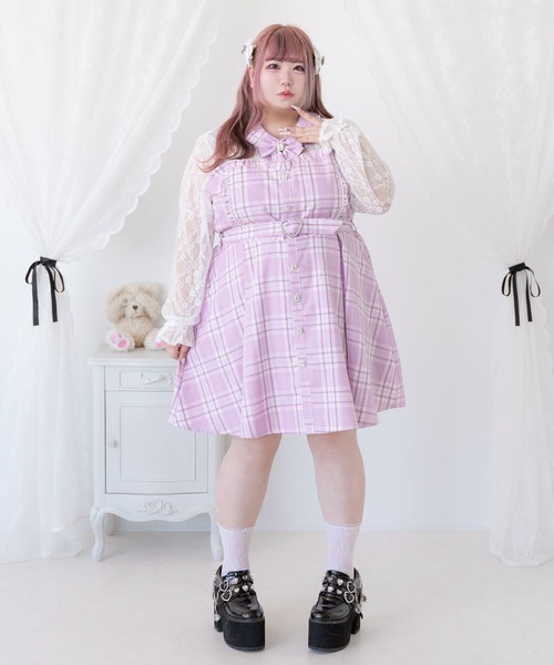 DearMyLoveWhip(ディアマイラブホイップ)の「【大きいサイズ】レースドッキングビスチェワンピ(ワンピース・レディース・パープル/グレー/ブラック・6L/5L/4L)」の3枚目の写真