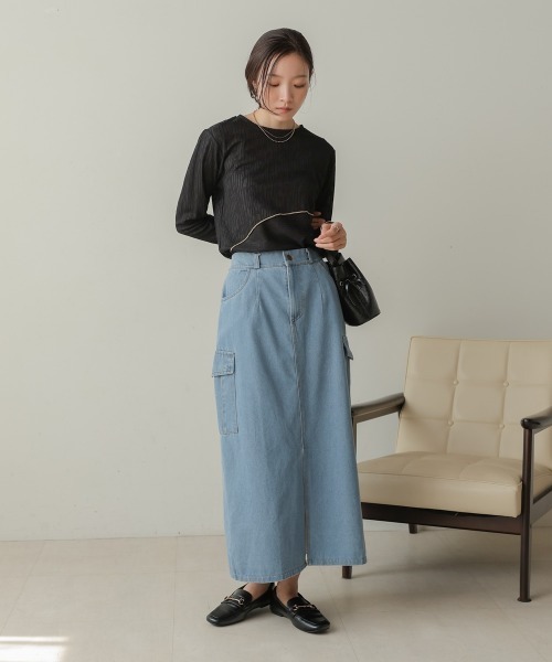 Bab（バブ）の「サイドポケットデニムスカート（デニムスカート・レディース・インディゴブルー/ブルー/ブラック・M）」の15枚目の写真