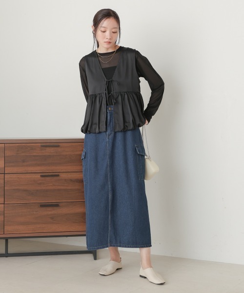 Bab（バブ）の「サイドポケットデニムスカート（デニムスカート・レディース・インディゴブルー/ブルー/ブラック・M）」の11枚目の写真