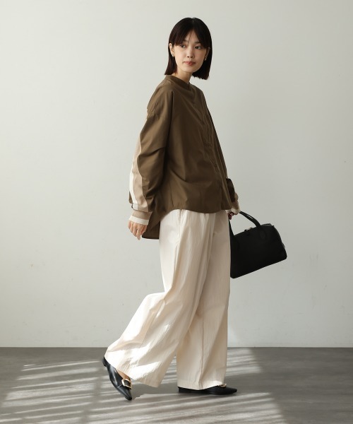 Bou Jeloud 白シャツ美品白ブラウス大きいサイズゆったりノーカラー Bou Jeloud美品白ブラウス大きいサイズゆったりノーカラーV
