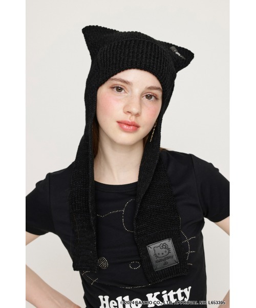 SLY(スライ)の「HELLO KITTY x SLY CAT BEANIE ハローキティ スライ キャット ビーニー(ニットキャップ/ビーニー・レディース・杢グレー/ブラック・FREE)」の10枚目の写真