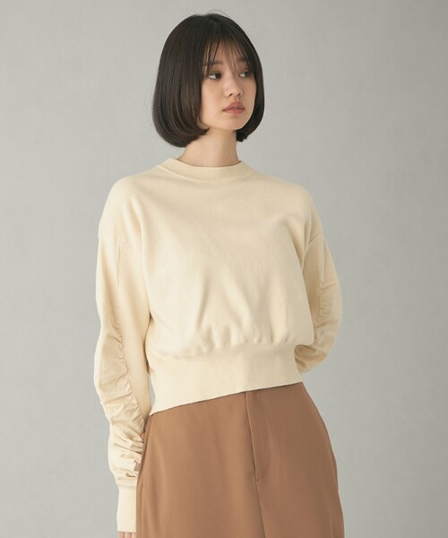 EMMEL REFINES（エメルリファインズ）の「＜EMMEL REFINES＞EM スウェットライク ソデギャザー ニットプルオーバー（ニット/セーター・レディース・ブラック/ナチュラル/ダークグレー・FREE）」の20枚目の写真