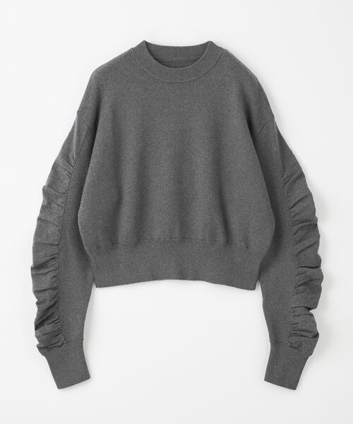 EMMEL REFINES（エメルリファインズ）の「＜EMMEL REFINES＞EM スウェットライク ソデギャザー ニットプルオーバー（ニット/セーター・レディース・ブラック/ナチュラル/ダークグレー・FREE）」の6枚目の写真