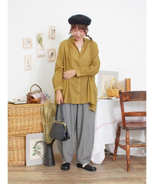 Samansa Mos2(サマンサ モスモス)の「襟ぐりシャーリングチュニック(シャツ/ブラウス・レディース・マスタード/レッド/ブルー/チャコールグレー/キナリ・F)」の17枚目の写真