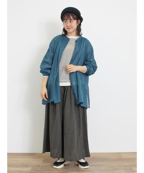 ＊りりさま＊Samansa Mos2 裏起毛襟シャーリングカットソー×3 Samansa Mos2 ブラウス シャツ 襟レースシャーリング袖タック